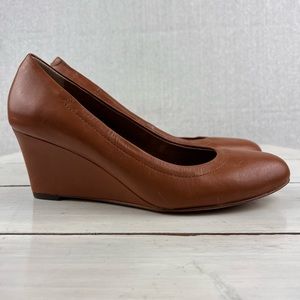 486ubt Vionic CAMDEN chestnut leather wedges women's size 7